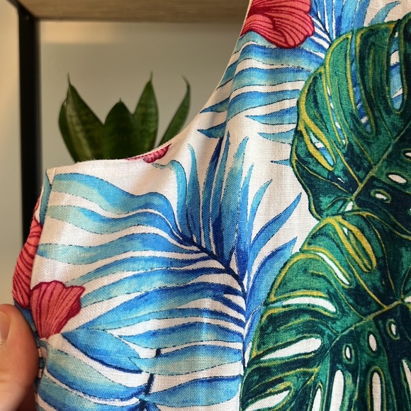 Tommy Bahama 100% Linen Palm Floral Print Dress w/Pockets, Small - Picture 4 of 11